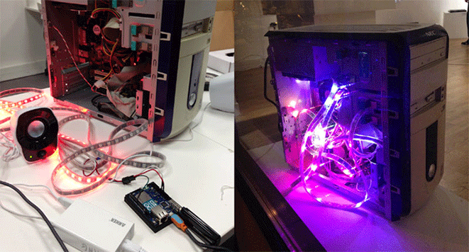 Arduino Yun with USB sound card and LED strips