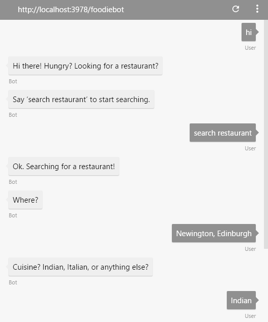 Restaurant chatbot