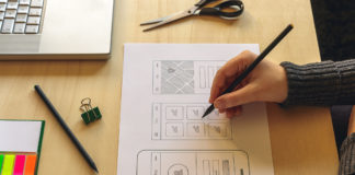 Designer wireframing a mobile App
