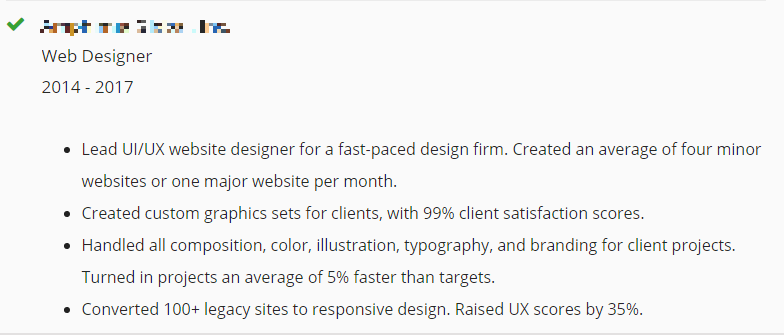 web designer experience