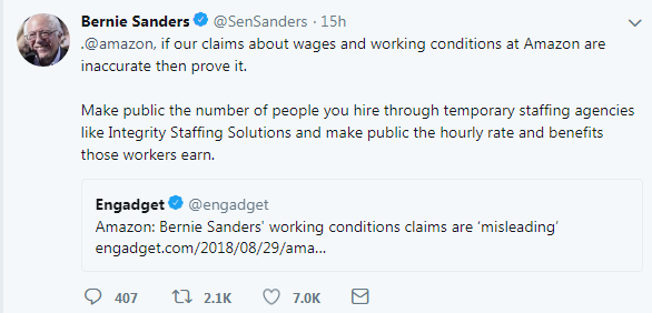 Twitter Sander's response
