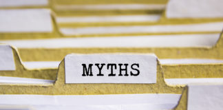 Myths word on card index paper