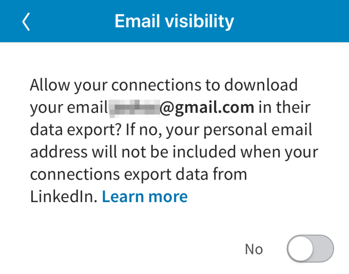 LinkedIn Email Export Privacy Setting