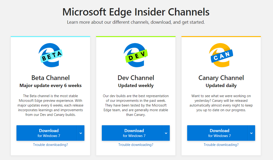 Microsoft Edge Insider Channels